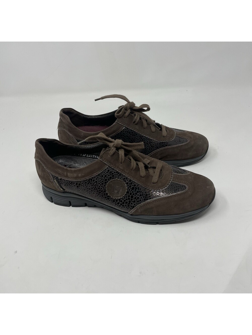 Mephisto Womens Brown Suede Metallic Snakeskin Walking Shoes Sneakers US 9.5